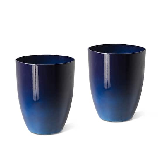 Glitzhome® 17" Eco-Friendly Oversized Faux Ceramic Tall Bowl Planters, 2ct. in Cobalt Blue | 13.75" x 16.75" | Michaels®
